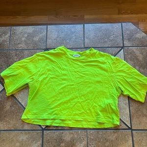 Neon Green Monki crop top shirt. Size Medium